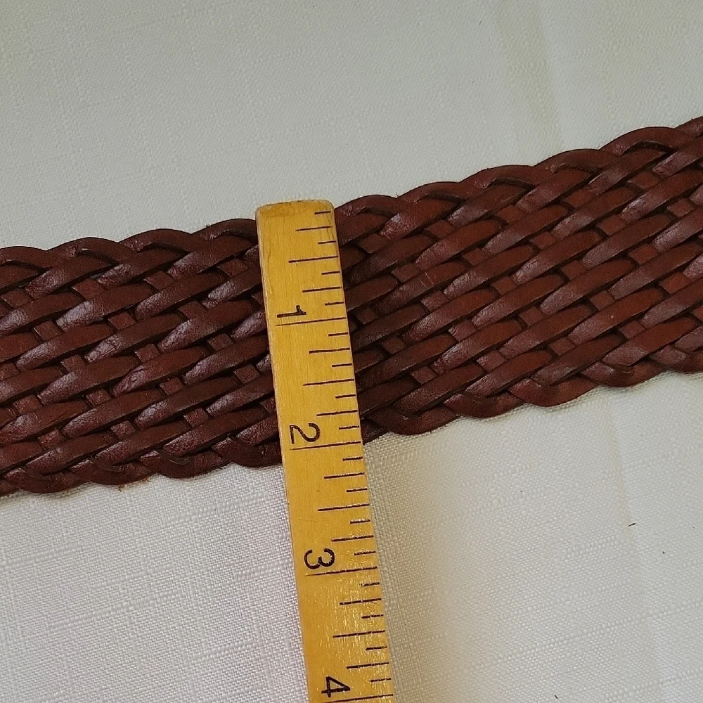 Michael Kors Women’s Chestnut Braided Belt with Polished Silver Buckle Size S